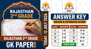 RPSC 2nd Grade GK Paper Answer Key 12July2026