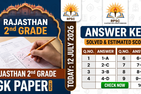 RPSC 2nd Grade GK Paper Answer Key 12July2026